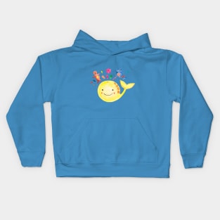 Drawing of a Watercolor Whale Kids Hoodie